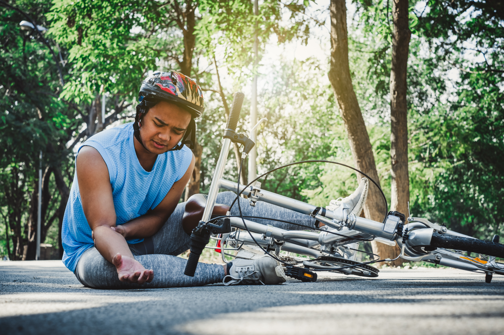 Boy fell off bike
